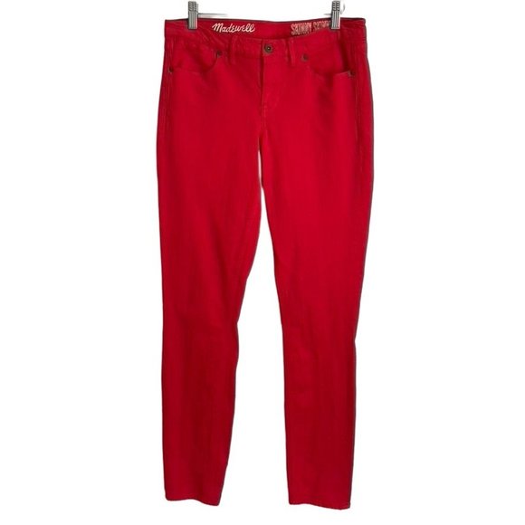 Madewell Cotton Red Skinny Denim Jeans 28x32 - Picture 1 of 11